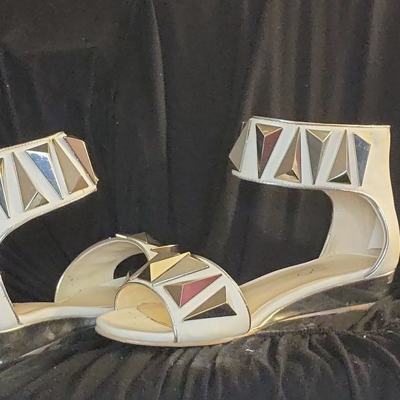 Aldo - Ivory faux leather jeweled gladiator style sandals - size 6.5 - Picture 1 of 1
